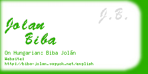 jolan biba business card